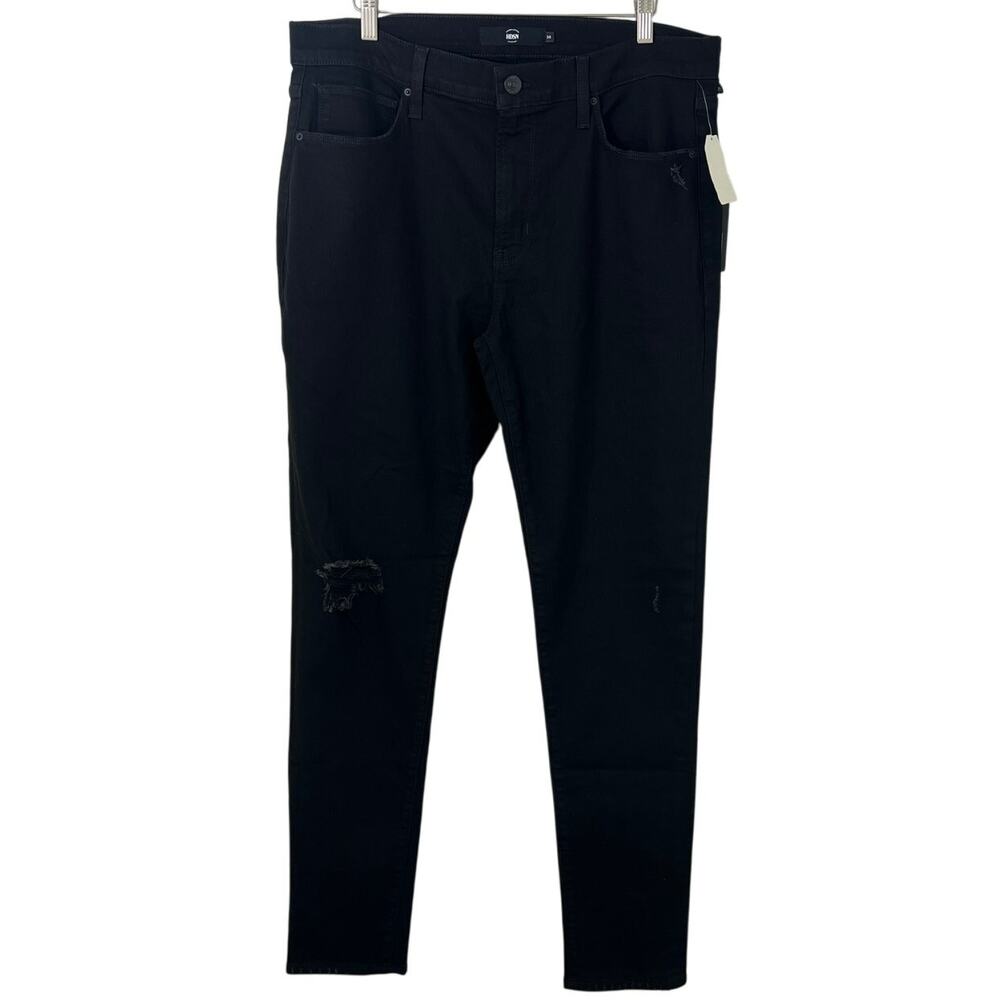 Hudson Men Jeans Size 36 ZEV Skinny Zip Fly Black Grunge Punk Edgy